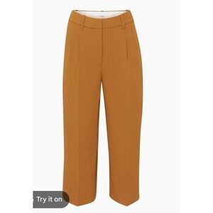 Wilfred‎ Aritzia Ochre Yellow Pleated Wide Leg High Waist Dress Pants Womens 14